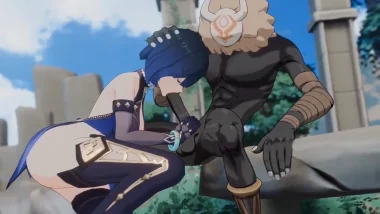 Yelan haciéndole una mamada a un monstruo